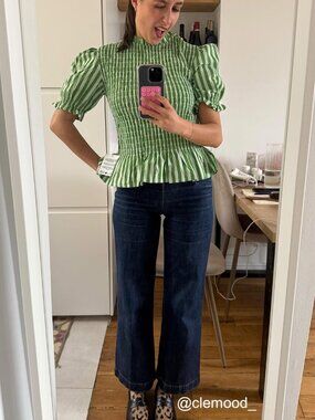 NWT ASOS DESIGN high neck shirred detail short sleeve top in stripe